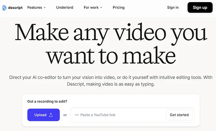 هوش مصنوعی ساخت ویدیو Descript هوش مصنوعی ساخت ویدیو Descript