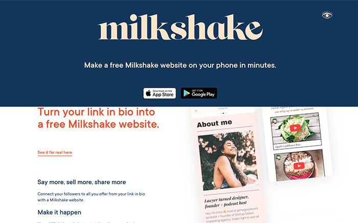 سایت ساز با گوشی Milkshake