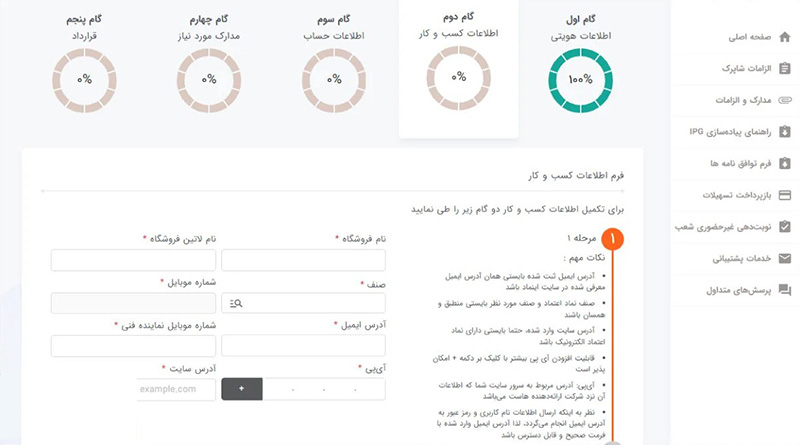 مراحل دریافت درگاه پرداخت ملت