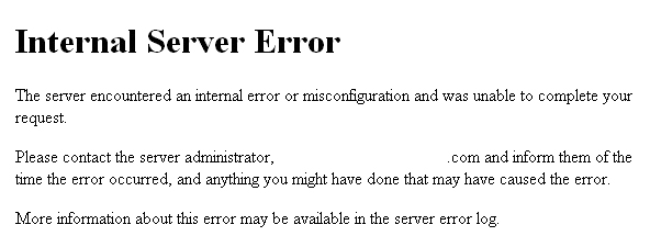 internal server error