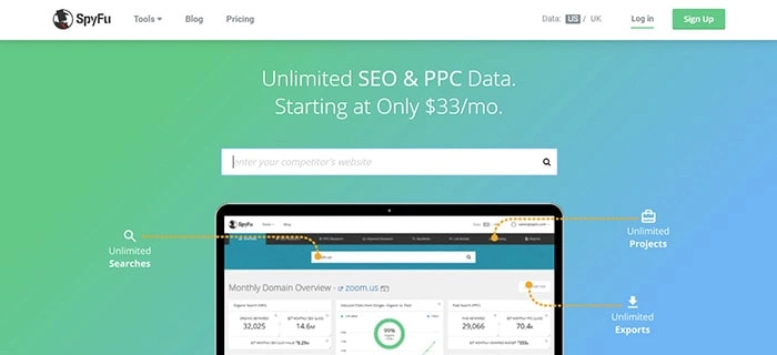 spyfu-min 15 مورد از بهترین ابزارهای رایگان گوگل برای سئو